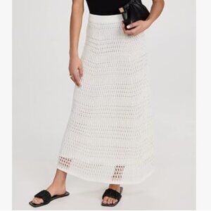 Theory Women's Elegant White Crochet Knit Skirt M